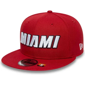 Cappellino piatto rosso snapback 9FIFTY Statement dei Miami Heat NBA di New Era