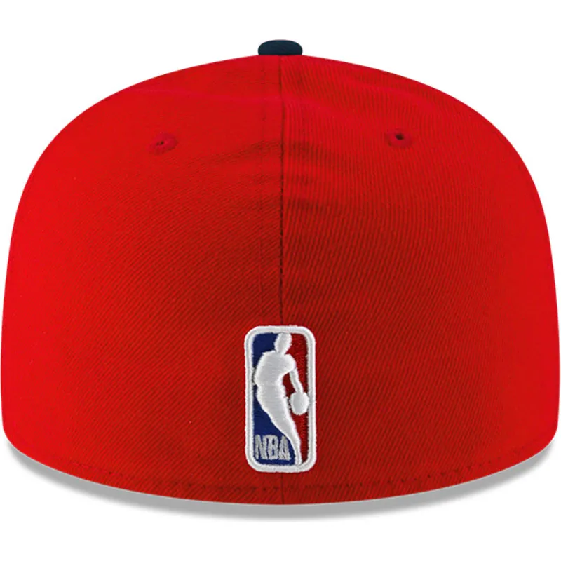 cappello-piatto-rosso-e-blu-navy-chiuso-59fifty-statement-dei-los-angeles-clippers-nba-di-new-era