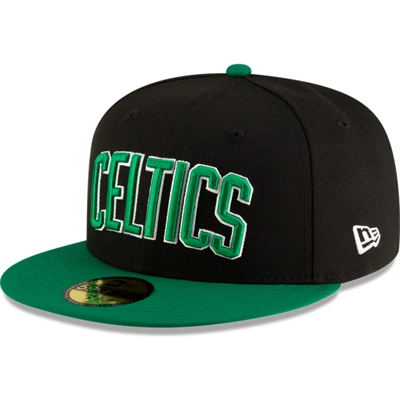 cappello-piatto-nero-e-verde-aderente-59fifty-statement-dei-boston-celtics-nba-di-new-era