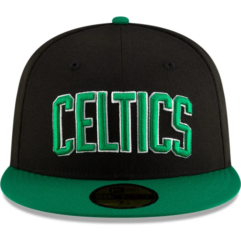 cappello-piatto-nero-e-verde-aderente-59fifty-statement-dei-boston-celtics-nba-di-new-era