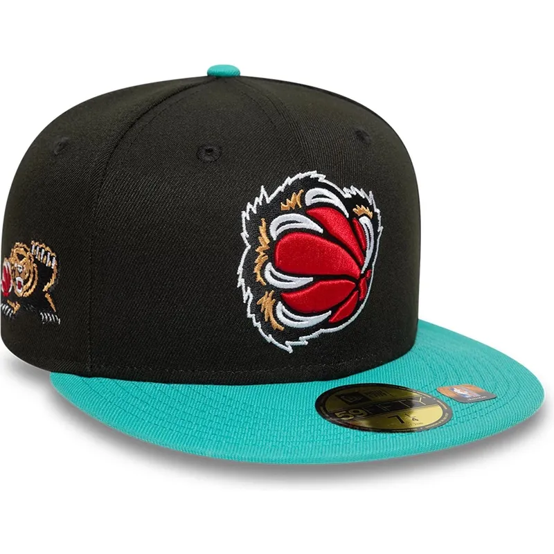 schwarze-und-grune-anliegende-flat-cap-59fifty-classic-der-memphis-grizzlies-nba-von-new-era