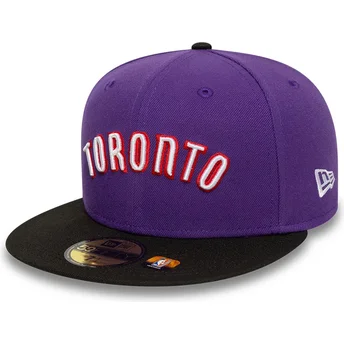 Cappello piatto viola e nero aderente 59FIFTY Classic dei Toronto Raptors NBA di New Era