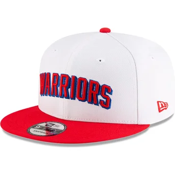 Gorra plana blanca y roja snapback 9FIFTY Classic de Golden State Warriors NBA de New Era