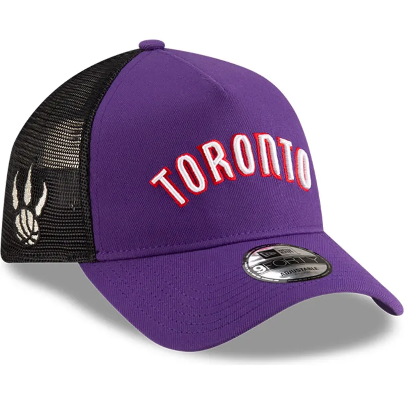 new-era-a-frame-classic-toronto-raptors-nba-lila-und-schwarze-trucker-kappe