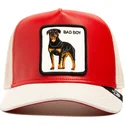 casquette-trucker-rouge-et-blanche-chien-rottweiler-bad-shleather-boy-the-farm-goorin-bros