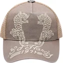 beige-truckerkeps-desert-tiger-fran-ed-hardy
