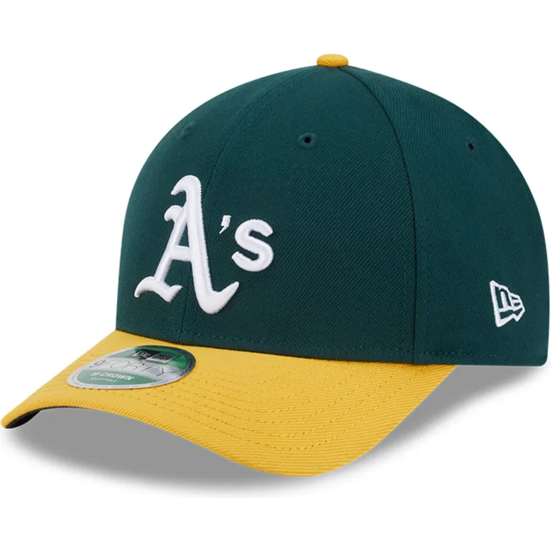 cappellino-con-visiera-curva-verde-e-giallo-snapback-9forty-m-crown-player-replica-di-oakland-athletics-mlb-di-new-era