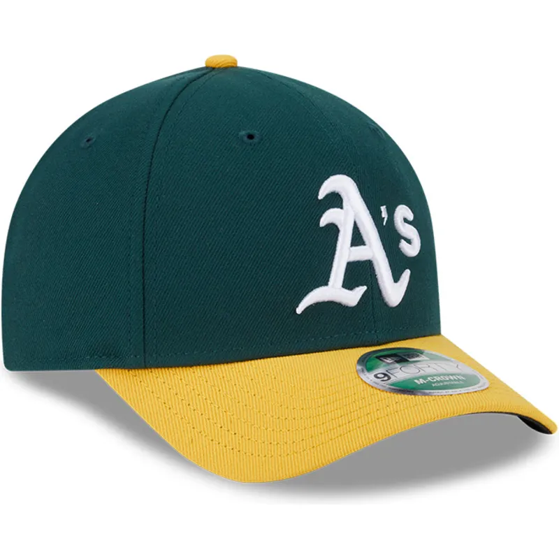 cappellino-con-visiera-curva-verde-e-giallo-snapback-9forty-m-crown-player-replica-di-oakland-athletics-mlb-di-new-era