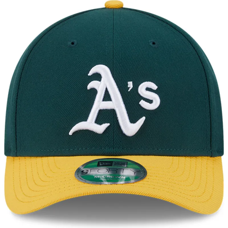 cappellino-curvo-verde-e-giallo-snapback-9forty-m-crown-player-replica-degli-oakland-athletics-mlb-di-new-era