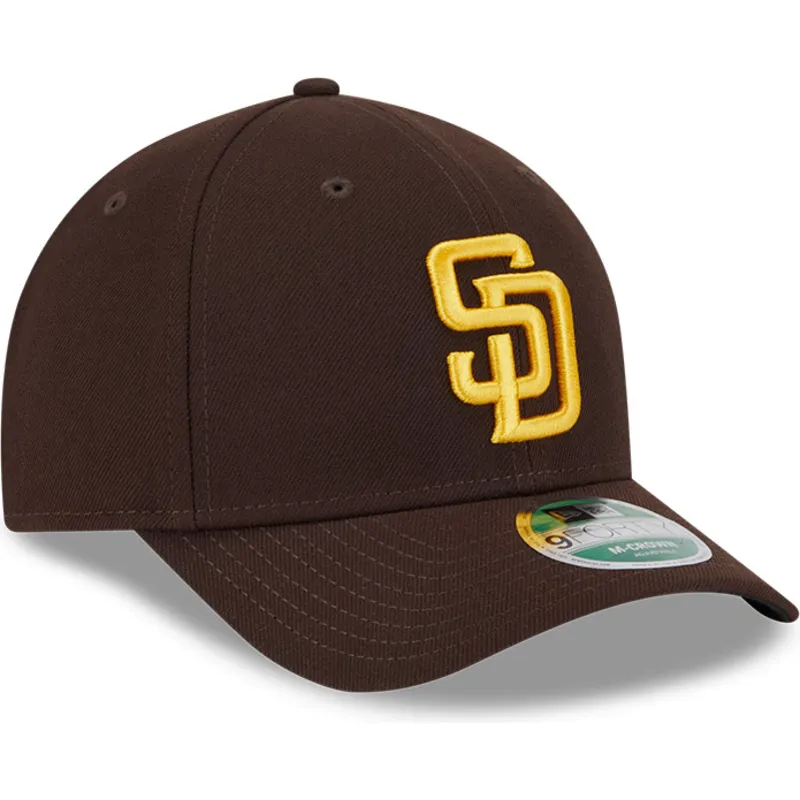 braune-gebogene-snapback-kappe-9forty-m-crown-player-replica-der-san-diego-padres-mlb-von-new-era