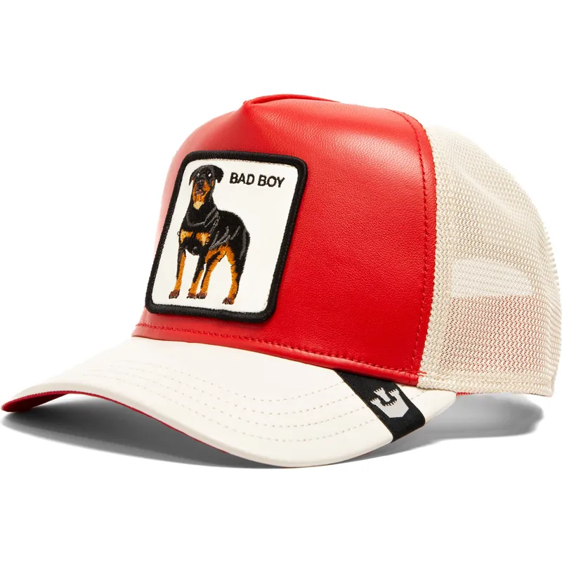 trucker-cap-rot-und-weiss-hund-rottweiler-bad-shleather-boy-the-farm-von-goorin-bros