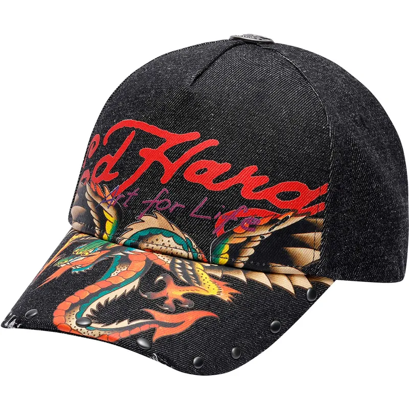 ed-hardy-art-for-life-acid-wash-verstellbare-schwarze-curved-cap