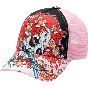 Gorra trucker negra y rosa Beautiful Ghost de Ed Hardy