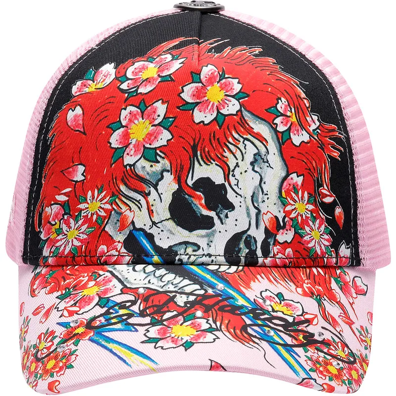 schwarze-und-rosa-trucker-kappe-beautiful-ghost-von-ed-hardy