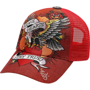 Șepci curbată roșu snapback Brave Hearts de Ed Hardy