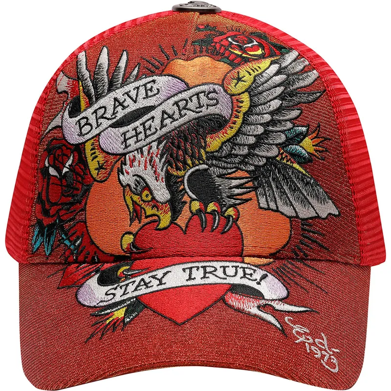czapka-trucker-czerwona-brave-hearts-ed-hardy
