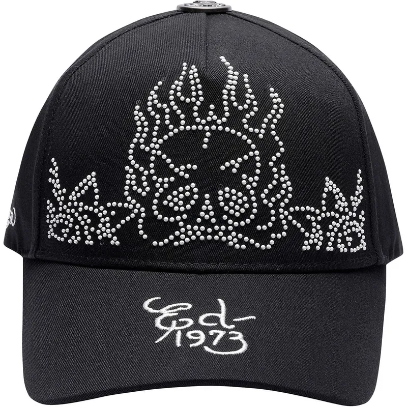 cappellino-nero-regolabile-con-visiera-curva-flaming-skull-di-ed-hardy