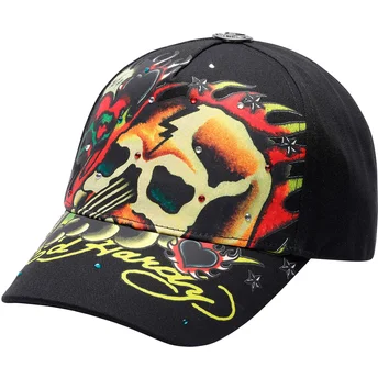 Svart justerbar kurvad keps Skull Chopper från Ed Hardy