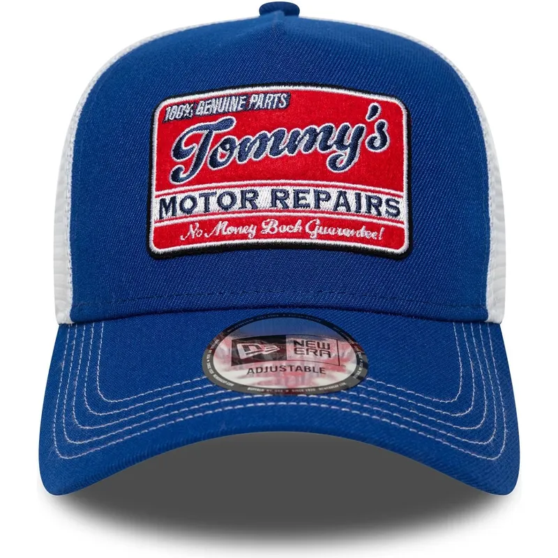new-era-motor-repairs-9forty-a-frame-vintage-bla-och-vit-truckerkeps