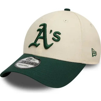 Böjd beige och grön justerbar keps 9FORTY Colour Block från Oakland Athletics MLB av New Era
