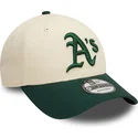 casquette-courbee-beige-et-verte-ajustable-9forty-colour-block-oakland-athletics-mlb-new-era