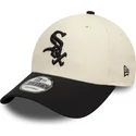 casquette-courbee-beige-et-noire-ajustable-9forty-colour-block-chicago-white-sox-mlb-new-era