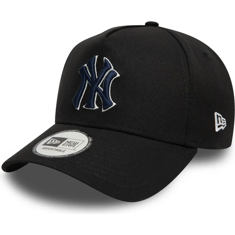 schwarze-gebogene-snapback-kappe-mit-marineblauem-logo-9forty-a-frame-world-series-patch-der-new-york-yankees-mlb-von-new-era