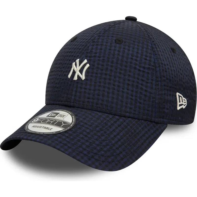 new-era-mlb-new-york-yankees-9forty-seersucker-verstellbare-kappe-mit-gebogenem-schirm-in-marineblau