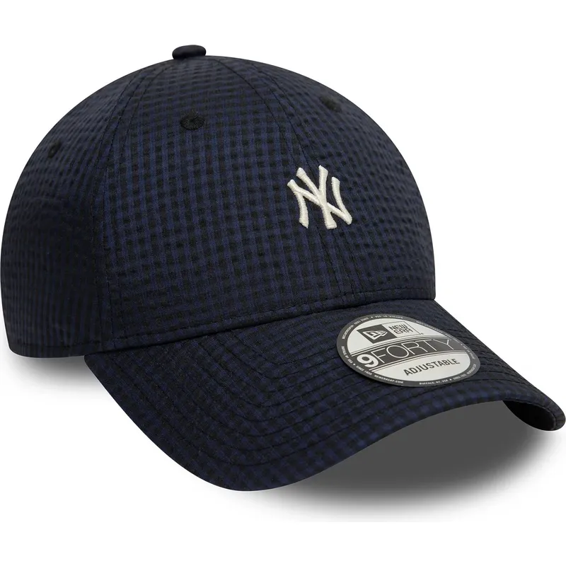 new-era-mlb-new-york-yankees-9forty-seersucker-verstellbare-kappe-mit-gebogenem-schirm-in-marineblau