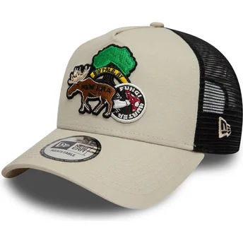 Casquette trucker beige et noire 9FORTY A Frame Outdoor Patch New Era