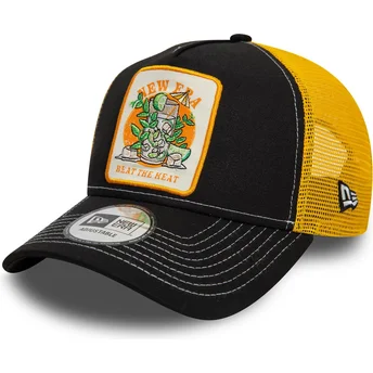 Gorra trucker negra y amarilla 9FORTY A Frame Summer Patch de Beat The Heat de New Era