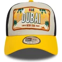 casquette-trucker-beige-et-jaune-9forty-a-frame-license-plate-dubai-villes-et-plages-new-era