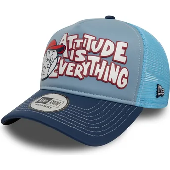 Gorra trucker azul 9FORTY A Frame Graphic de Attitude Is Everything de New Era