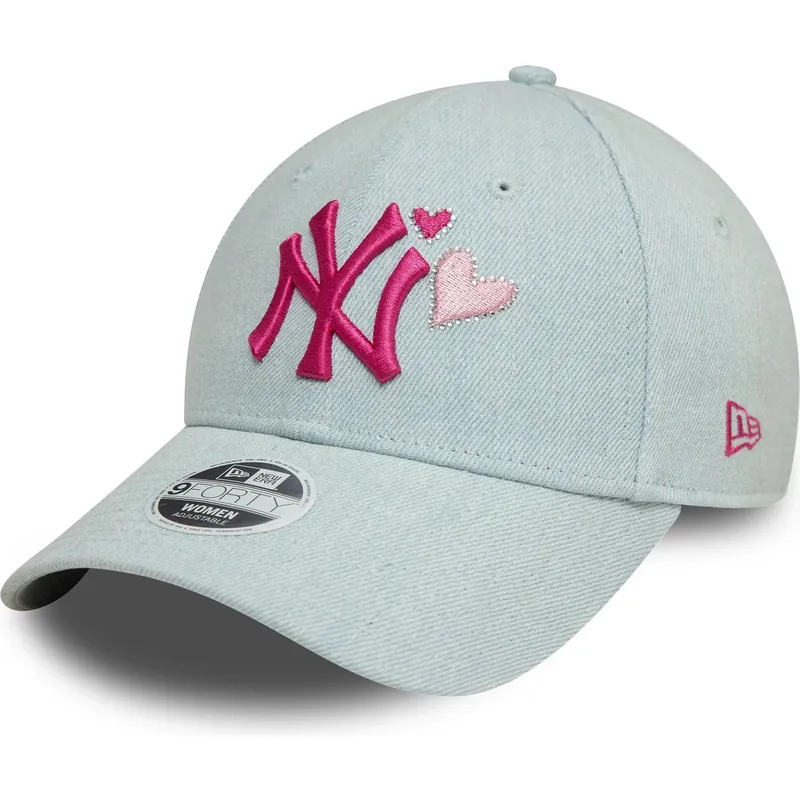epci-curbata-albastru-reglabila-rosa-9forty-denim-icon-heart-de-new-york-yankees-mlb-de-new-era