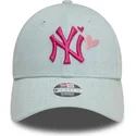 epci-curbata-albastru-reglabila-rosa-9forty-denim-icon-heart-de-new-york-yankees-mlb-de-new-era