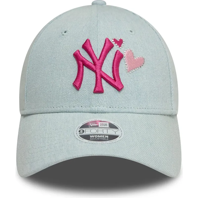 epci-curbata-albastru-reglabila-rosa-9forty-denim-icon-heart-de-new-york-yankees-mlb-de-new-era