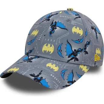 Șepci curbată gri bandă reglabilă pentru copii 9FORTY All Over Print de Batman DC Comics de New Era
