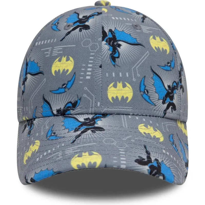 cappellino-curvo-grigio-per-bambino-9forty-all-over-print-di-batman-dc-comics-di-new-era