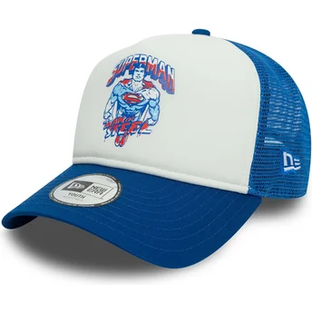 Καπέλο trucker λευκό και μπλε για αγόρι 9FORTY A Frame Superman DC Comics από τη New Era
