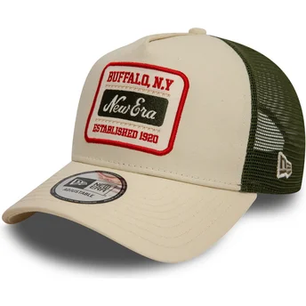 Casquette trucker beige et verte 9FORTY A Frame Patch New Era