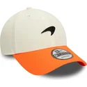 casquette-courbee-blanche-et-orange-ajustable-9forty-contrast-visor-mclaren-racing-formula-1-new-era