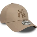 new-era-curved-brim-brown-logo-9forty-league-essential-new-york-yankees-mlb-light-brown-adjustable-cap