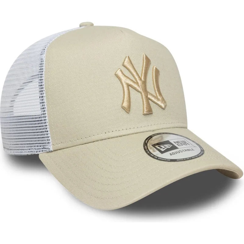czapka-trucker-bezowa-i-biala-z-bezowym-logo-a-frame-league-essential-new-york-yankees-mlb-new-era