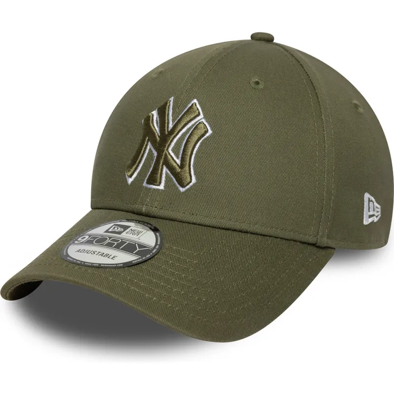 cappellino-verde-con-visiera-curva-regolabile-con-logo-verde-9forty-outline-dei-new-york-yankees-mlb-di-new-era
