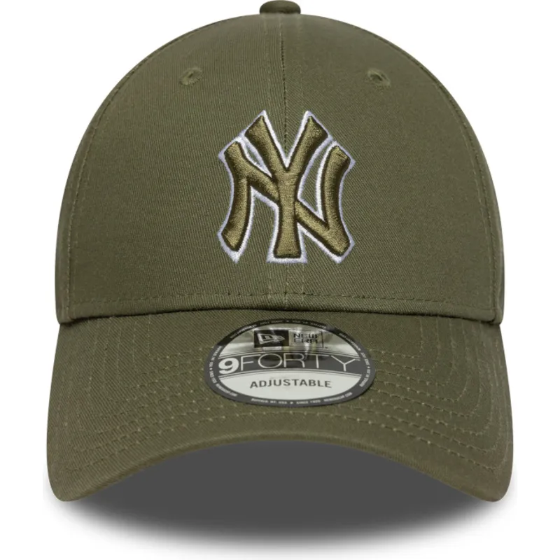 verstellbare-grune-curved-cap-mit-grunem-logo-9forty-outline-der-new-york-yankees-mlb-von-new-era