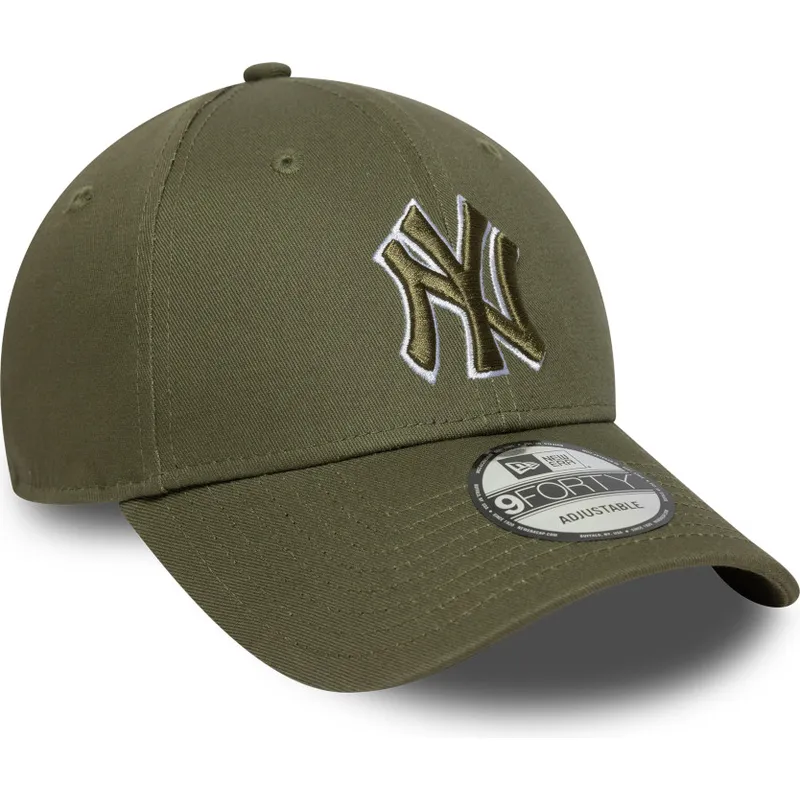verstellbare-grune-curved-cap-mit-grunem-logo-9forty-outline-der-new-york-yankees-mlb-von-new-era