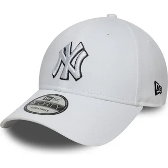 Șepci curbată alb reglabilă 9FORTY Outline de New York Yankees MLB de New Era