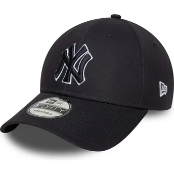 Granatowa zakrzywiona czapka regulowana z granatowym logo 9FORTY Outline New York Yankees MLB New Era