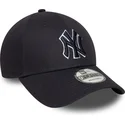 marineblaue-verstellbare-curved-cap-mit-marineblauen-logo-9forty-outline-der-new-york-yankees-mlb-von-new-era