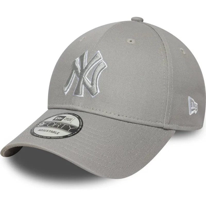 9forty-verstellbare-graue-kappe-mit-gebogenem-schirm-outline-new-york-yankees-mlb-von-new-era